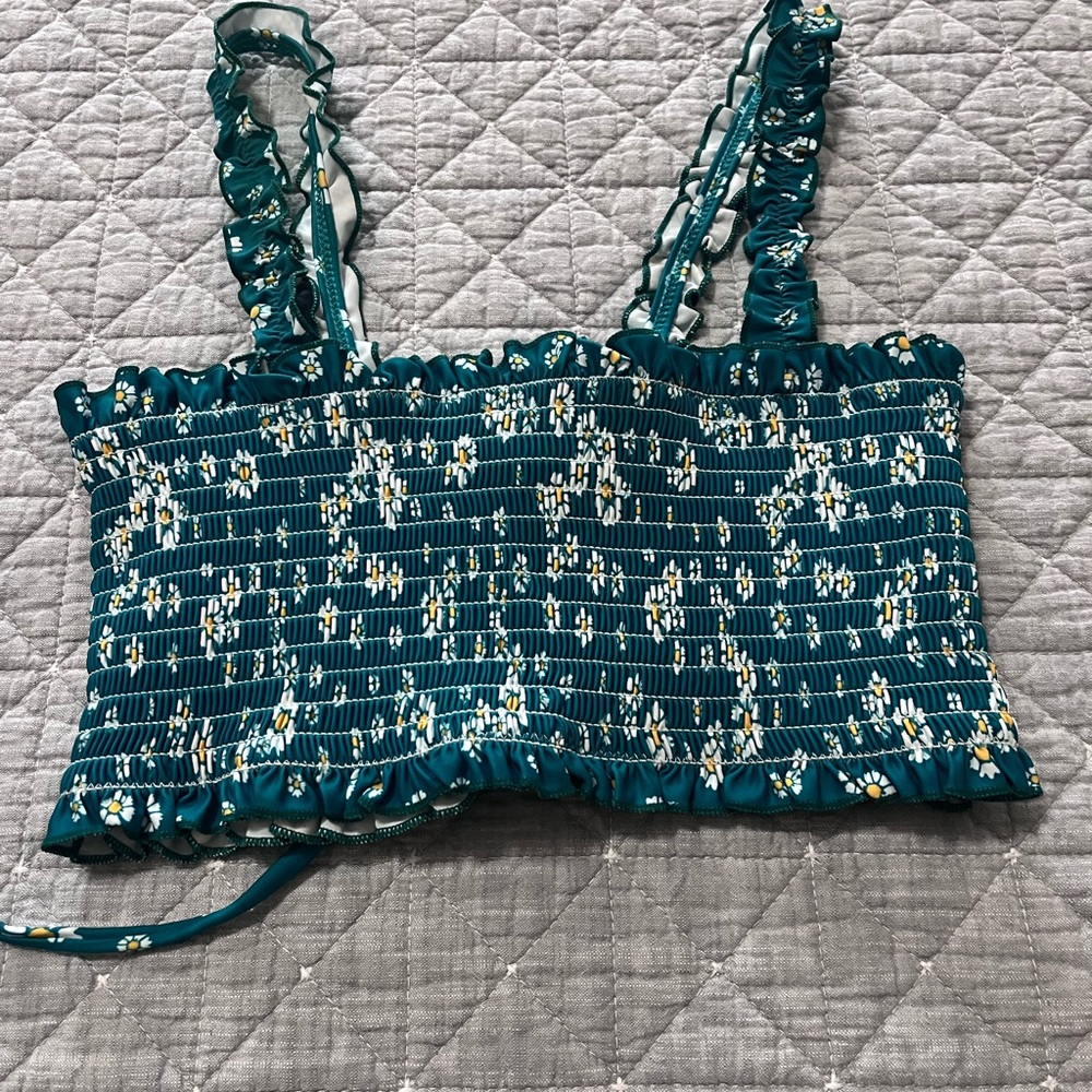 Zaful Flower Drawstring Cutout String Bikini Top - image 2